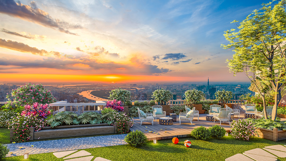 KHẢI HOÀN PRIME SKY LOUNGE – TUYỆT ĐỈNH THƯ GIÃN LƯNG TRỜI 9 Tiện ích sân thượng Dự án căn hộ Khải Hoàn Prime La Partenza Nhà Bè Lapartenza
